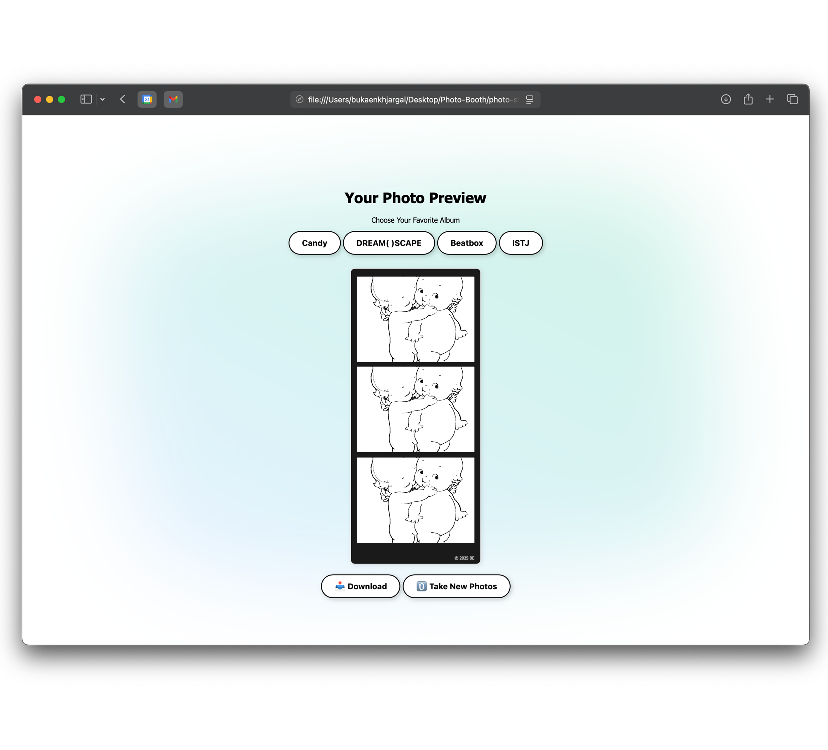Screenshot of photobooth