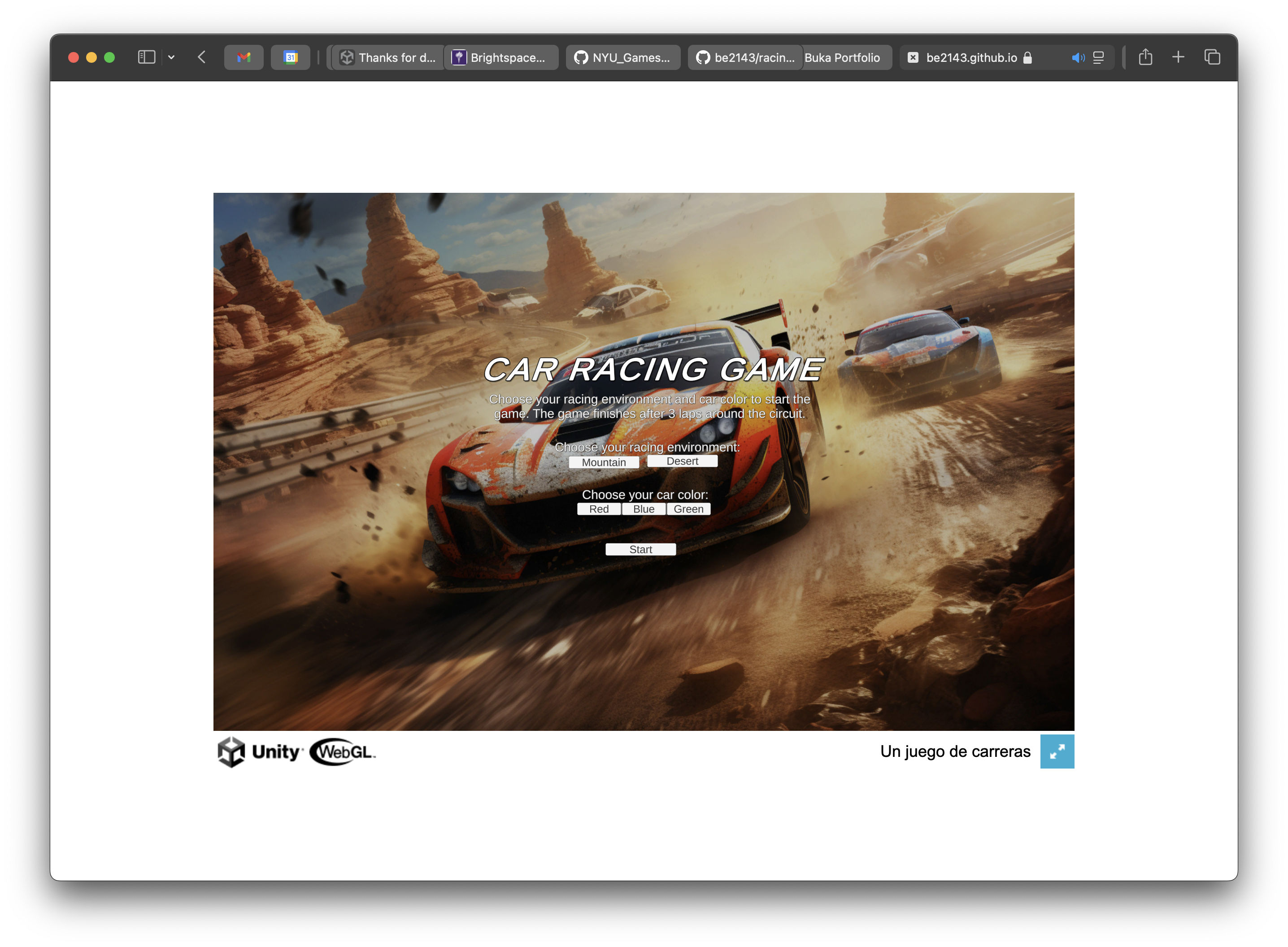 Screenshot of racing game
